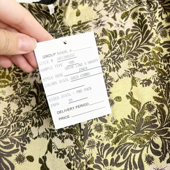 Free People Shine Like A Shorty Gold Jacquard Shorts Women's Size X-Small XS - Picture 5 of 7